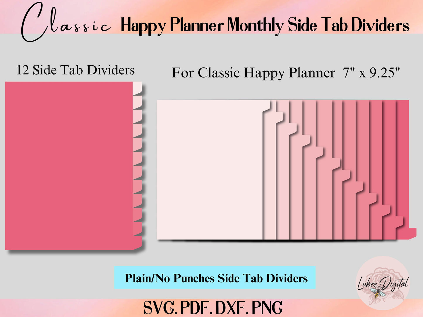 Classic Happy Planner Disc Bound 12 monthly Divider Template,Binder Dividers Cut File,Notebook Side Tab Divider,Nested page Marker