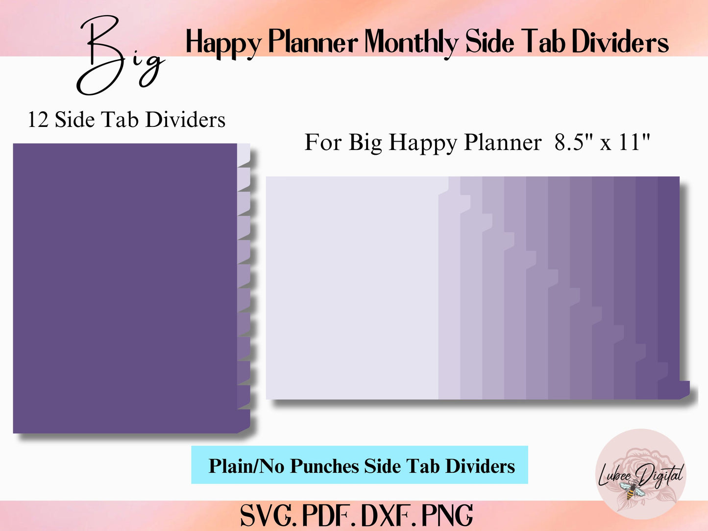 Big Happy Planner Disc Bound 12 monthly Divider Template,Binder Dividers Cut File,Notebook Side Tab Divider,Nested page Marker (Copy)