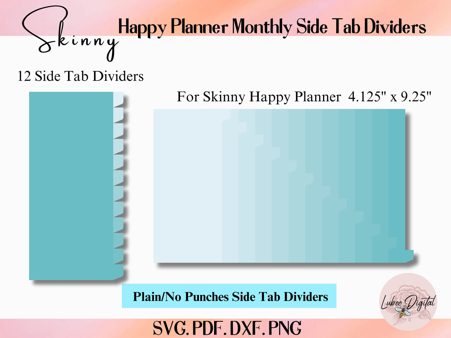 Skinny Happy Planner Disc Bound 12 monthly Divider Template,Binder Dividers Cut File,Notebook Side Tab Divider,Nested page Marker (Copy) (Copy)