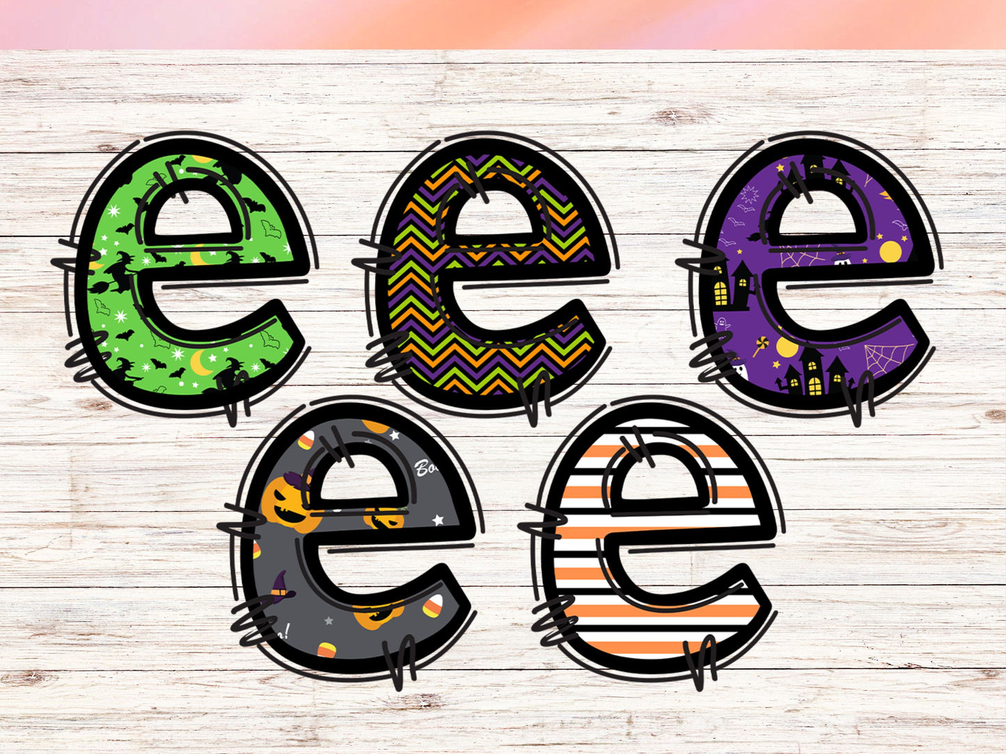 Spooky Halloween Printable PNG Doodle letters, Doodle Alpha Bundle,Doodle Set PNG Digital Spooky Alphabet