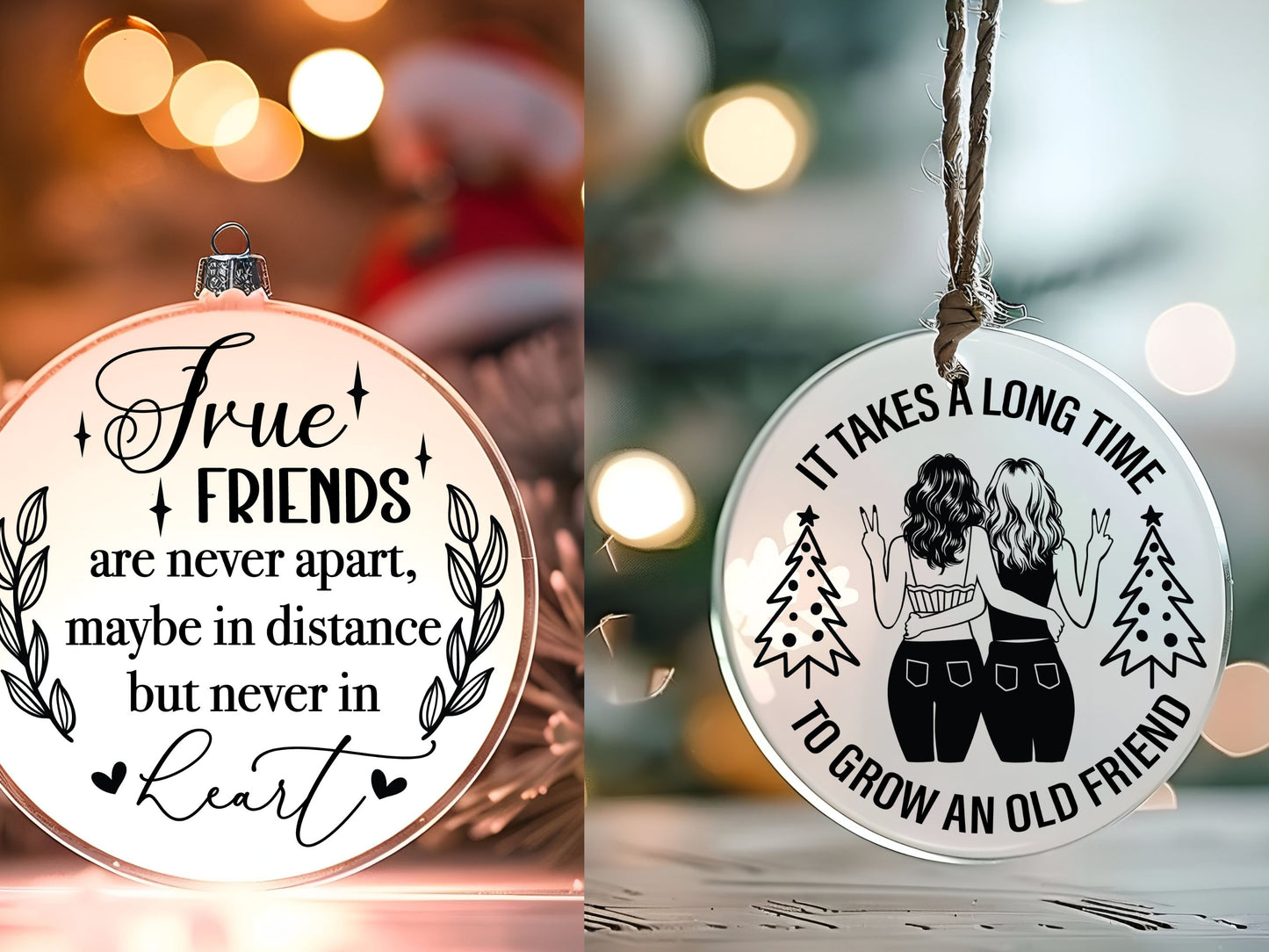 Besties Christmas Friendship Ornament SVG, Christmas Friendship Ornament,SVG Best Friend Funny Christmas Ornament, Cricut Ornament SVG