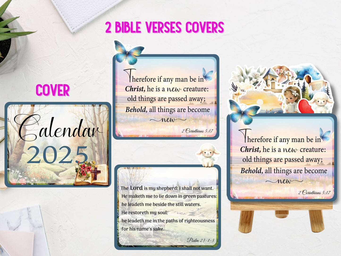 2025 Desk Monthly Christian Calendar,Bible Verse Calendar,Mini Printable Scripture Calendar Baptism Gift Desk Planner,Christian Desk Decor