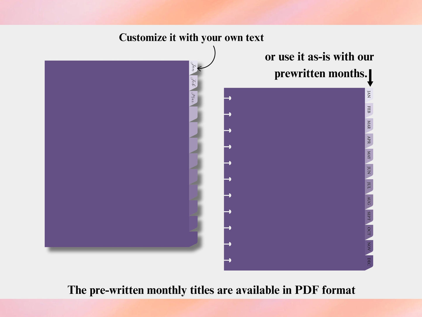 Big Happy Planner Disc Bound 12 monthly Divider Template,Binder Dividers Cut File,Notebook Side Tab Divider,Nested page Marker (Copy)