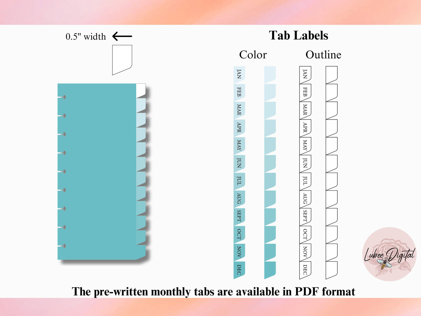 Skinny Happy Planner Disc Bound 12 monthly Divider Template,Binder Dividers Cut File,Notebook Side Tab Divider,Nested page Marker (Copy) (Copy)