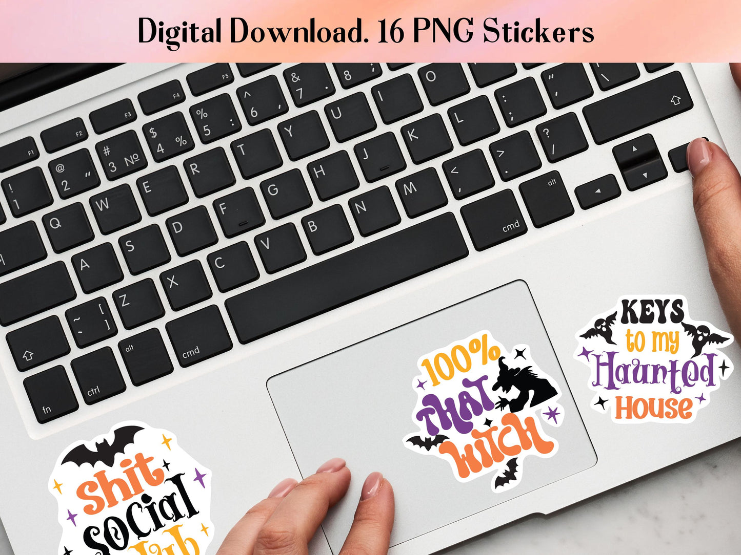 Spooky Readers Halloween Printable PNG Stickers 2,Digital Book Lover Stickers Gift Laptop Print then Cut Witches Stickers