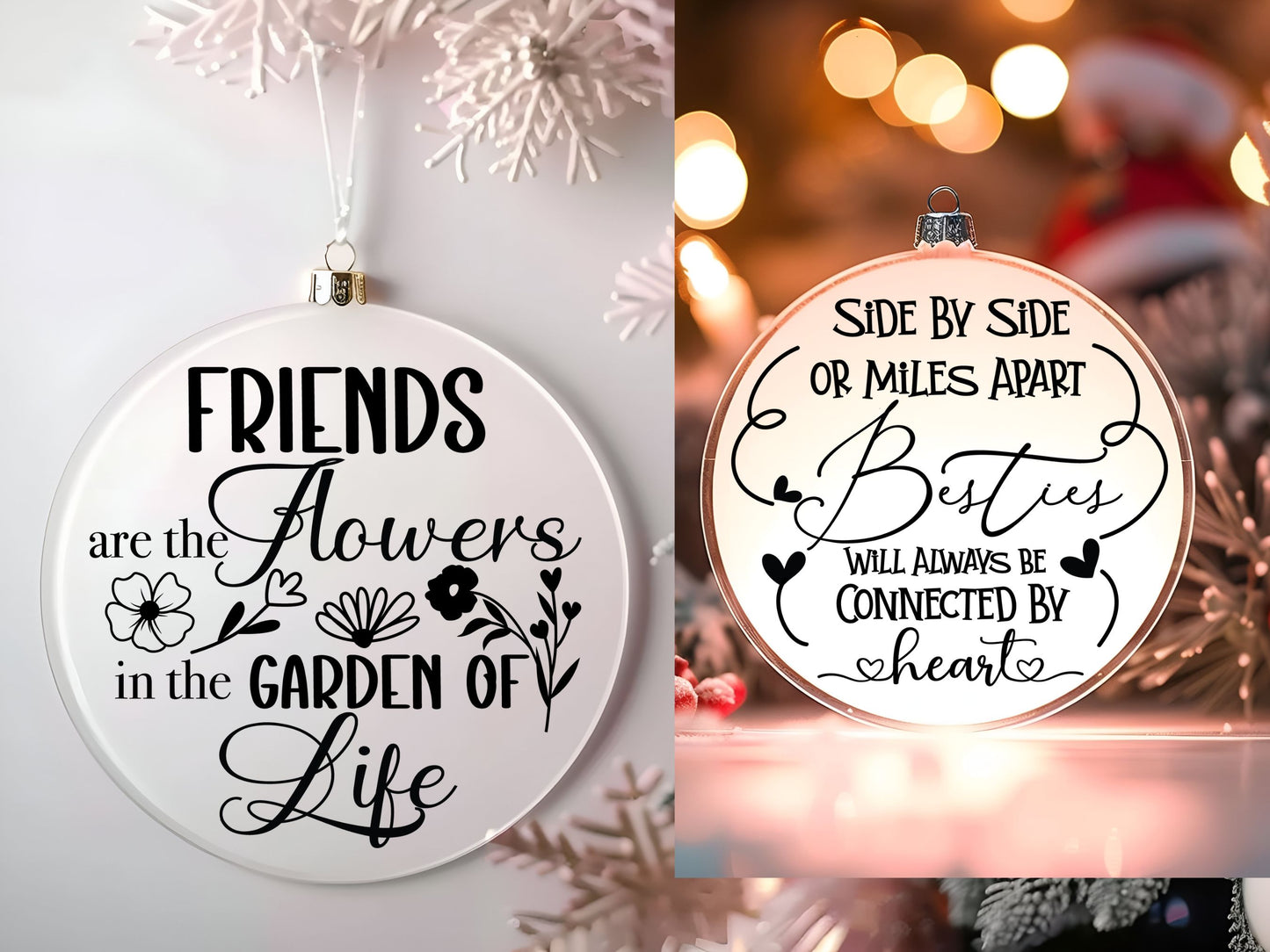 Besties Christmas Friendship Ornament SVG, Christmas Friendship Ornament,SVG Best Friend Funny Christmas Ornament, Cricut Ornament SVG