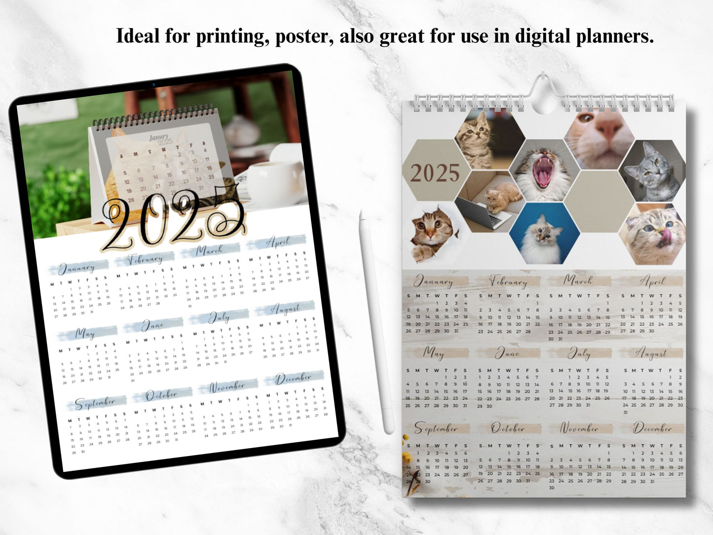 2025 Calendar Template Bundle,Photo Yearly Calendar,2025 Wall Calendar,Vision Boards, Editable Calendar,Canva Editable Calendar,DIY Calendar (Copy)