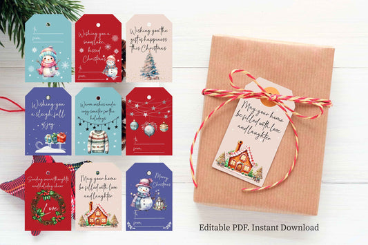 Printable Christmas Gift Tag Instant Download Editable Favor Tag Holiday Party Ready to Print Tag Printable Christmas invitation card