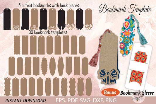 Bookmark Template SVG, Page Keeper Template, Laminated Bookmark Template, Packaging cut files,Bookmark Display Card,Cricut Bookmark Holder