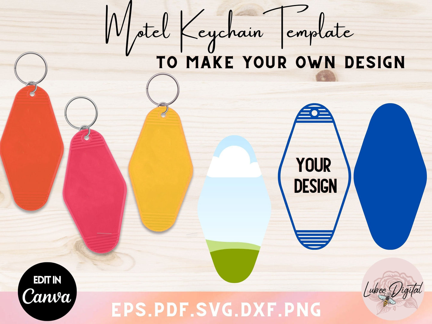 Motel Keychain Template SVG, Canva Editable Motel Keychain, Vintage Keychain, Motel Keyring Presized Template, Keyring Template Design Cut