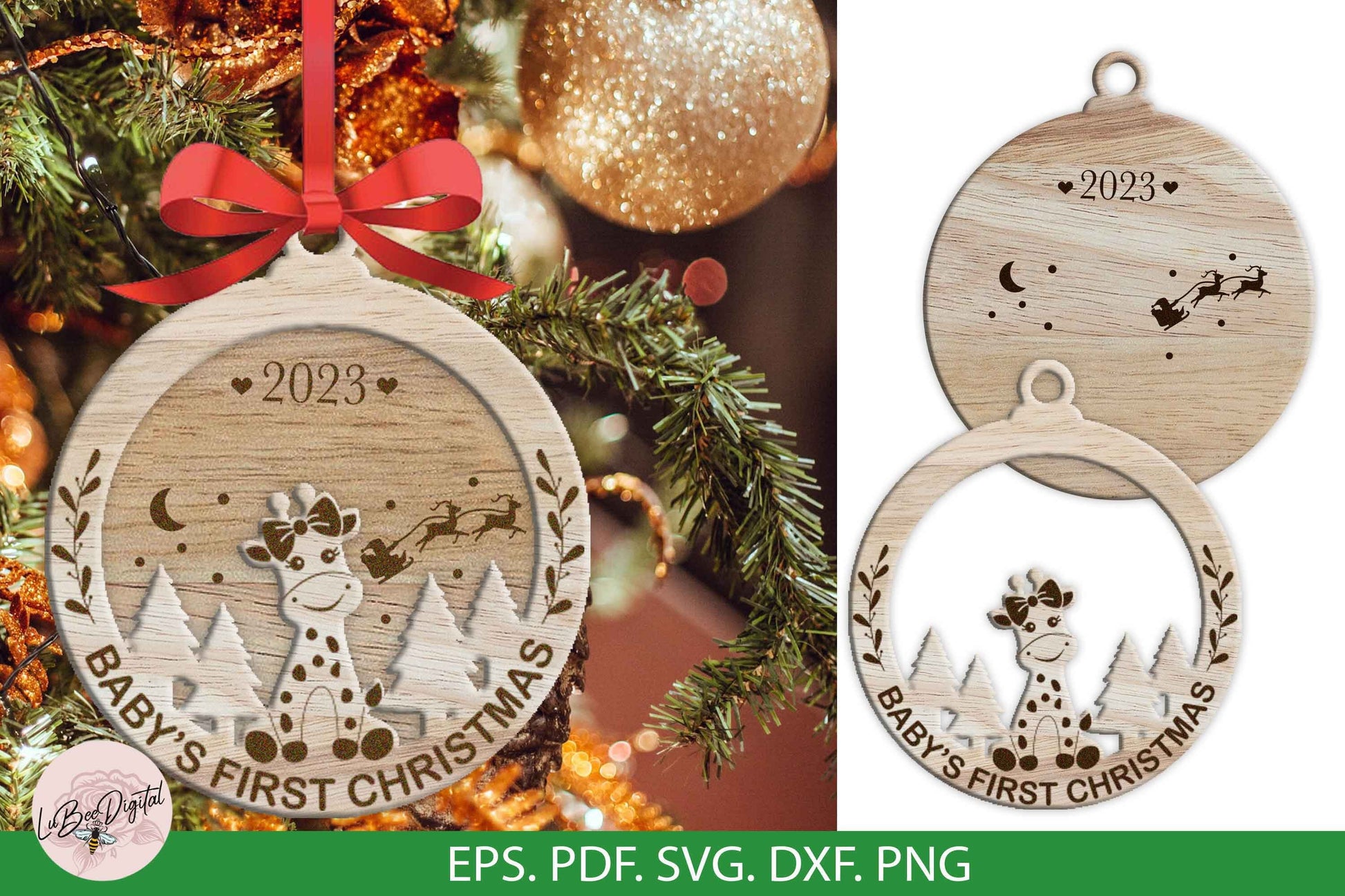 Baby's First Christmas Ornament,Christmas Custom Ornament SVG, Christmas Laser Cut, Name Wood Ornament, Glowforge Personalized Ornament