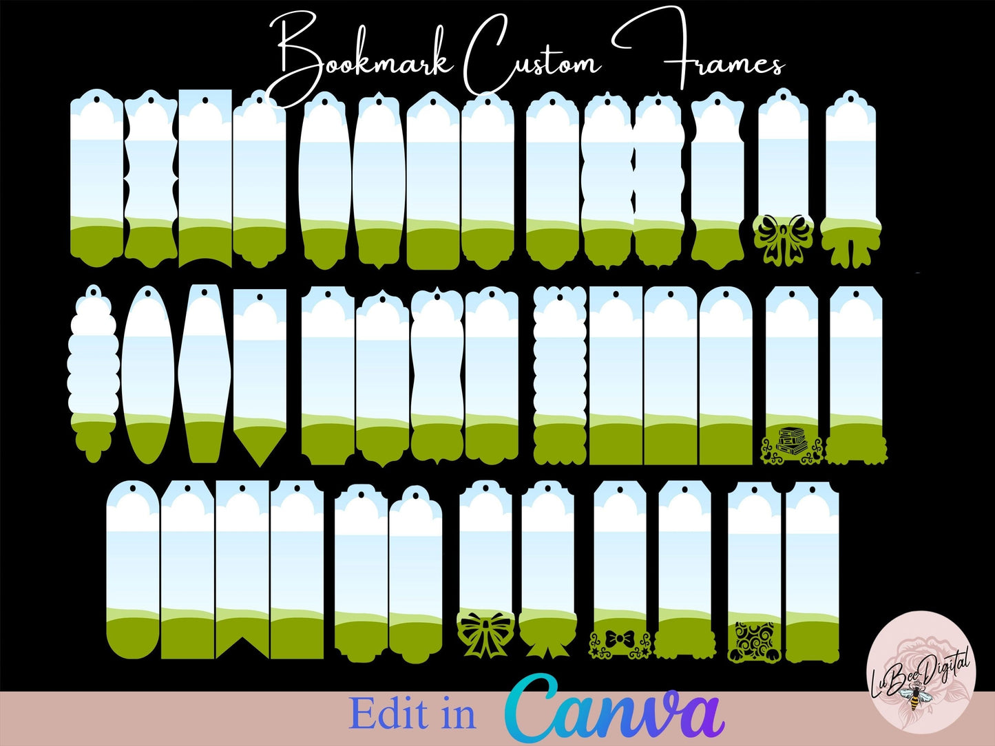 Canva Frames Bookmark Bundle,Make Your Own CANVA Bookmark Template,Editable Canva Template Sublimation PNG,Drag and Drop Bookmark Template