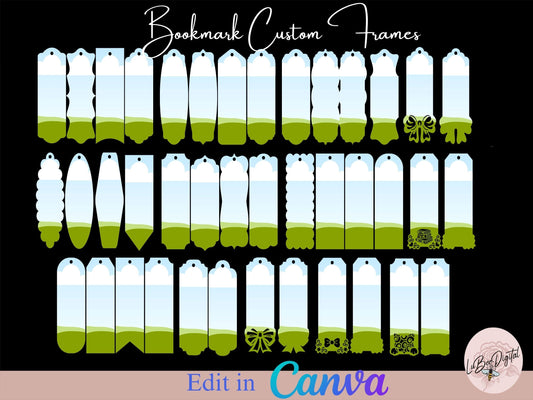 Canva Frames Bookmark Bundle,Make Your Own CANVA Bookmark Template,Editable Canva Template Sublimation PNG,Drag and Drop Bookmark Template