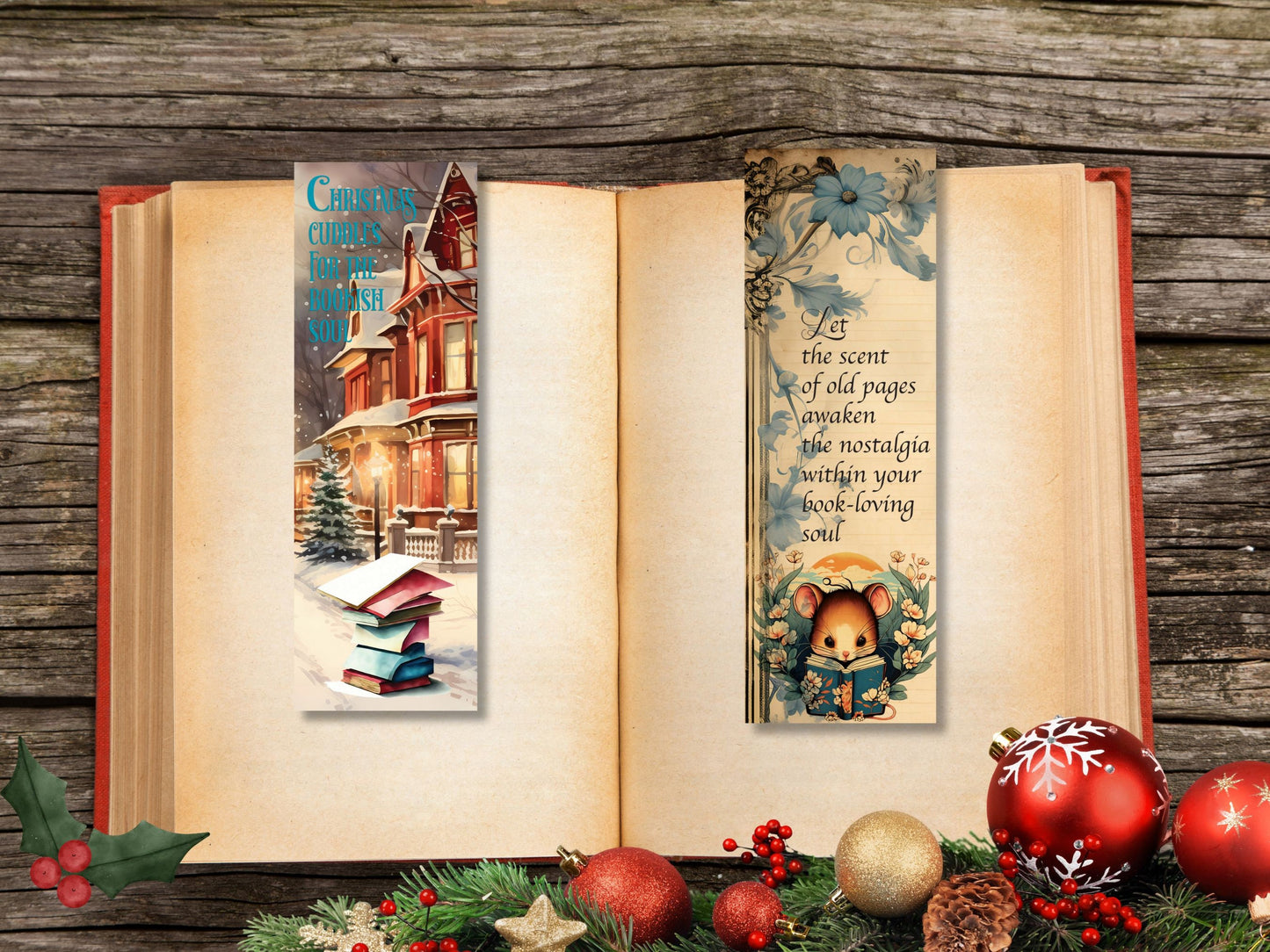 Christmas Printable Bookmark,Sublimation Bookmarks,2x6 digital bookmark, Printable Holiday bookmark,Watercolor Reader Bookmarks