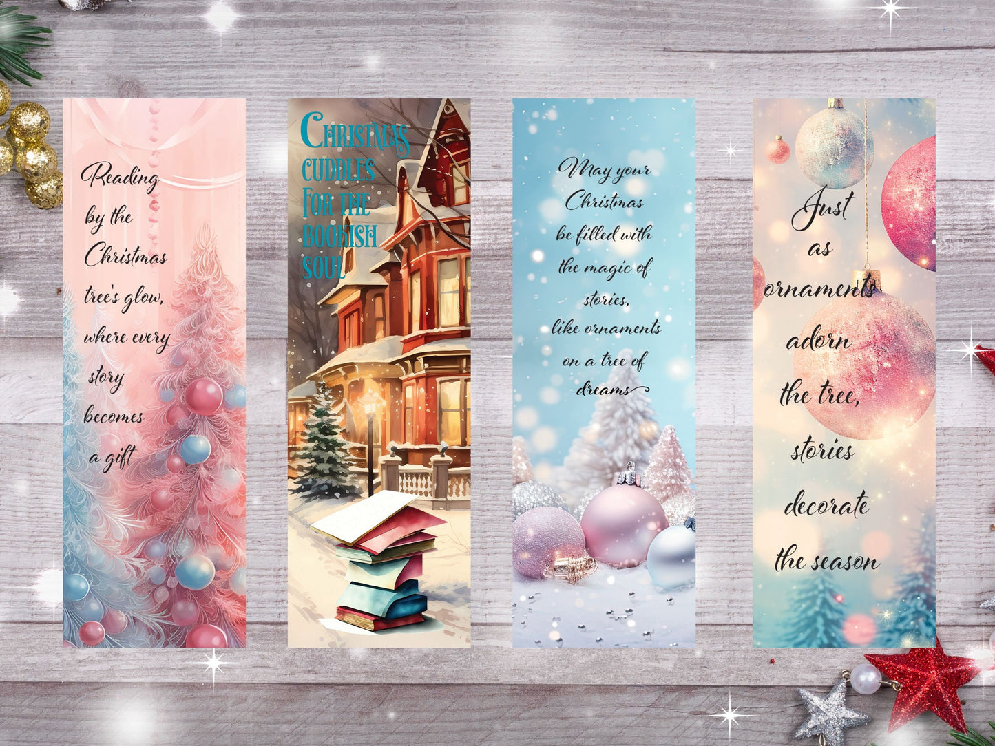 Christmas Printable Bookmark,Sublimation Bookmarks,2x6 digital bookmark, Printable Holiday bookmark,Watercolor Reader Bookmarks