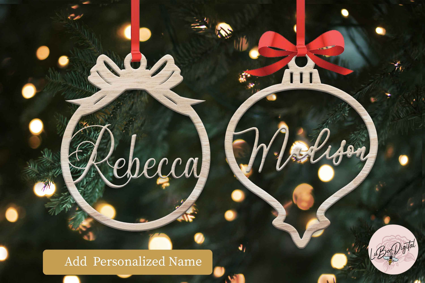 Personalized Blank Ornament SVG, Christmas Blank Laser Cut Template, Custom Name Wood Ornament,Plain Ornament Glowforge File Commercial Use