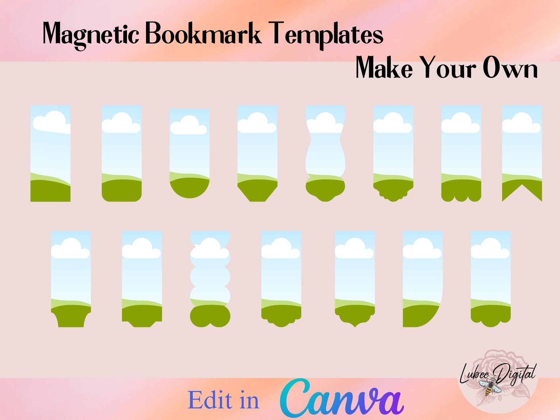 Canva Magnetic Bookmark,Make Your Own CANVA Bookmark Template,Editable Canva Template Sublimation PNG,Drag and Drop Bookmark Template