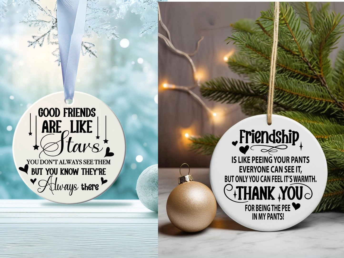 Besties Christmas Friendship Ornament SVG, Christmas Friendship Ornament,SVG Best Friend Funny Christmas Ornament, Cricut Ornament SVG