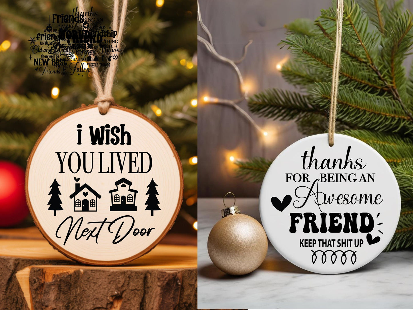 Besties Christmas Friendship Ornament SVG, Christmas Friendship Ornament,SVG Best Friend Funny Christmas Ornament, Cricut Ornament SVG