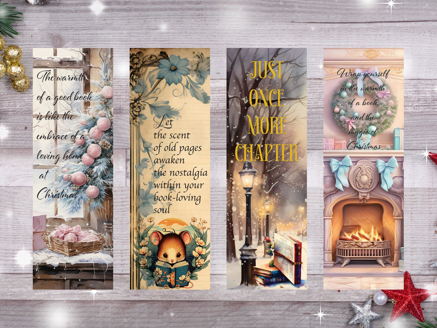 Christmas Printable Bookmark,Sublimation Bookmarks,2x6 digital bookmark, Printable Holiday bookmark,Watercolor Reader Bookmarks