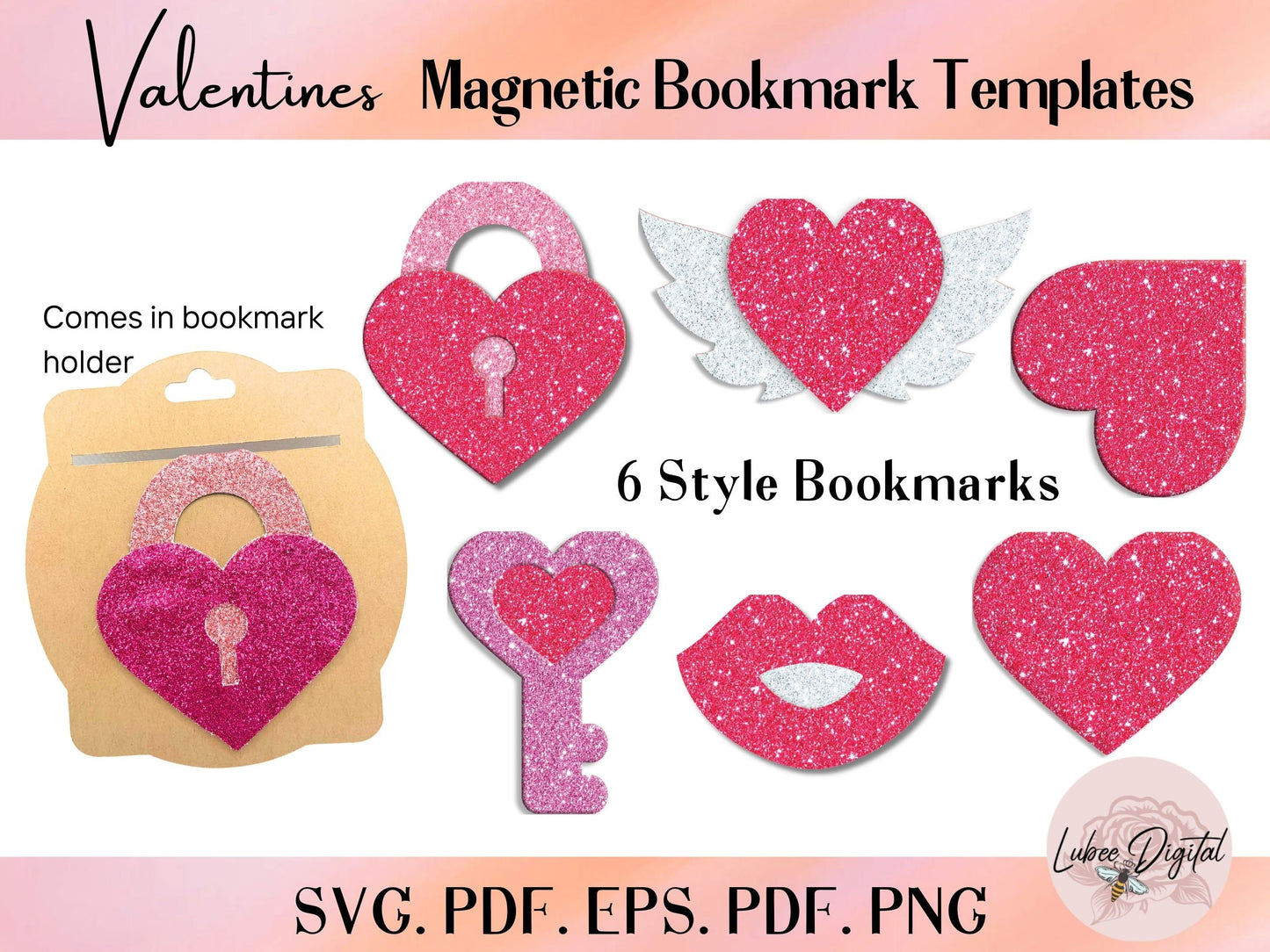 Valentine Magnetic Bookmark SVG, Page Keeper Template, Faux Leather Bookmark Template, Packaging cut files,Bookmark Holder, Cricut Bookmark