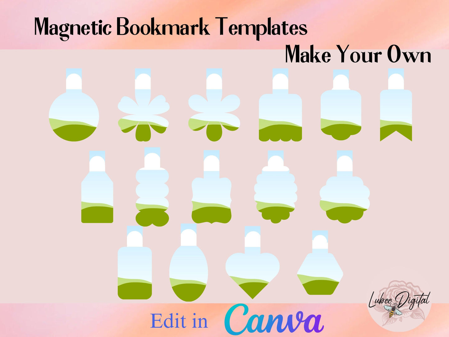 Canva Magnetic Bookmark,Make Your Own CANVA Bookmark Template,Editable Canva Template Sublimation PNG,Drag and Drop Bookmark Template