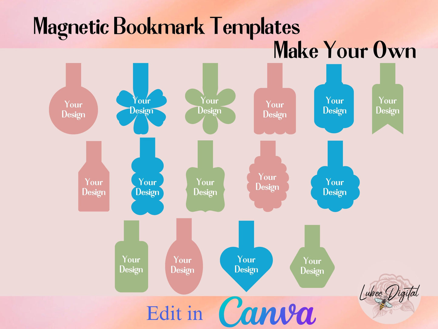 Canva Magnetic Bookmark,Make Your Own CANVA Bookmark Template,Editable Canva Template Sublimation PNG,Drag and Drop Bookmark Template