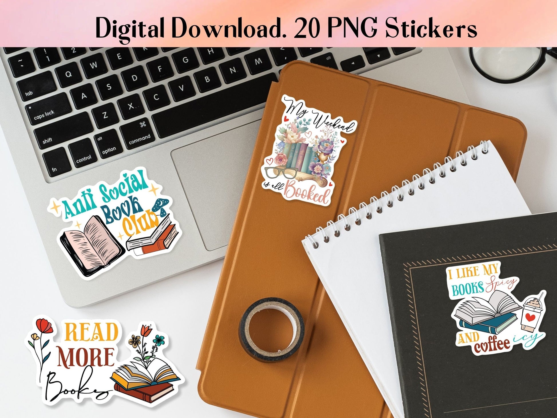 Printable Book Lover Stickers PNG Stickers,Book Lover Book Reader Stickers, Laptop Notebook Print then Cut Journal Stickers, Book Lover Gift