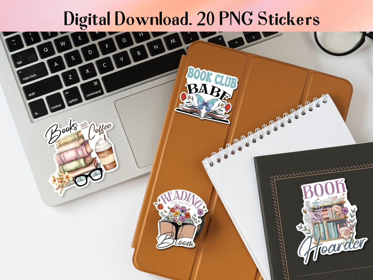 Printable Book Lover Stickers PNG Stickers,Book Lover Book Reader Stickers, Laptop Notebook Print then Cut Journal Stickers, Book Lover Gift