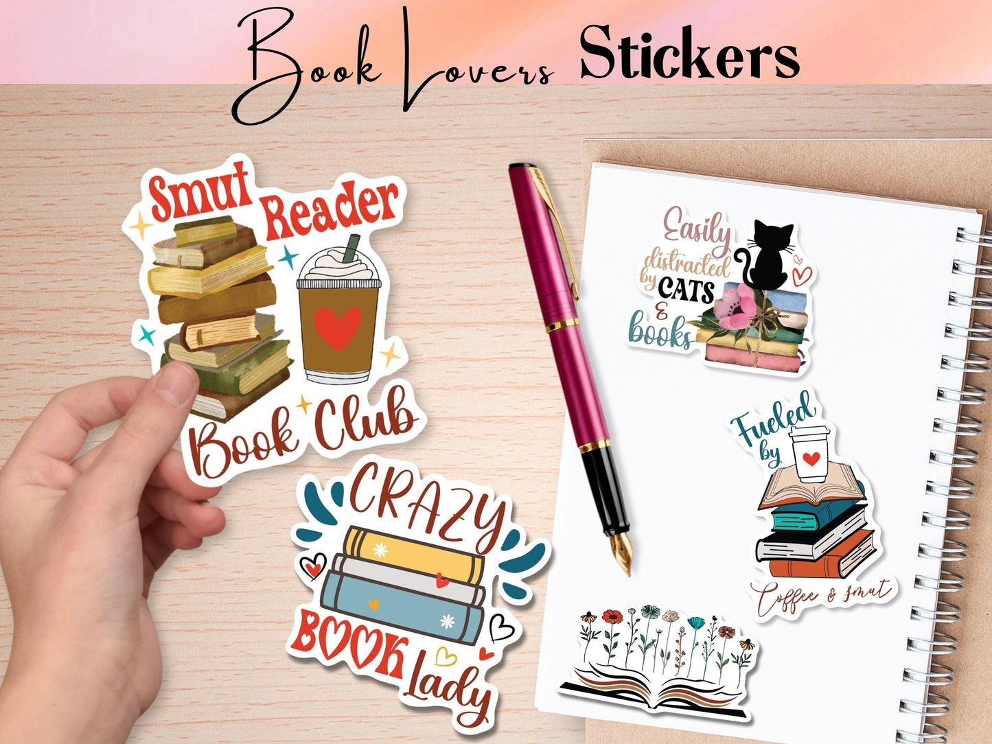 Printable Book Lover Stickers PNG Stickers,Book Lover Book Reader Stickers, Laptop Notebook Print then Cut Journal Stickers, Book Lover Gift