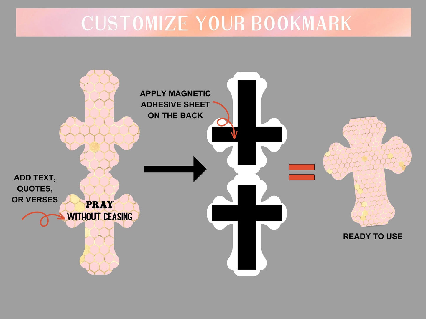 Canva Magnetic Cross Bookmark,Make Your Own CANVA Bookmark Template,Editable Canva Template Sublimation PNG,Drag and Drop Bookmark