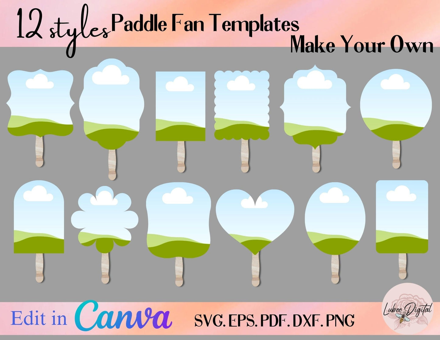 Drap and Drop Paddle Fan Template, Canva Paddle Fan, Paddle Fan SVG, Wedding Fan, Church Fan, Graduate Fan SVG