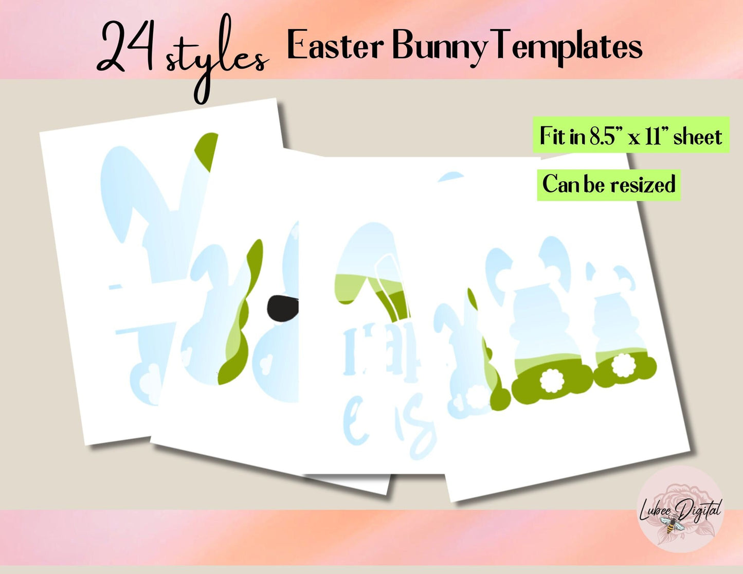 Drag & Drop Easter Bunny Canva Frames,Easter Canva Frames, Happy Easter Bunny, Editable Canva Frames Bundle,Easter Monogram Frames