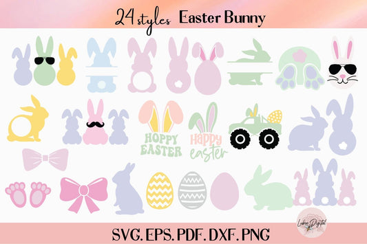 Easter Bunny Element Bundle,Easter Bunny Monogram, Happy Easter Bunny, Digital Download, Digital Cut File, Easter Svg, Easter Egg