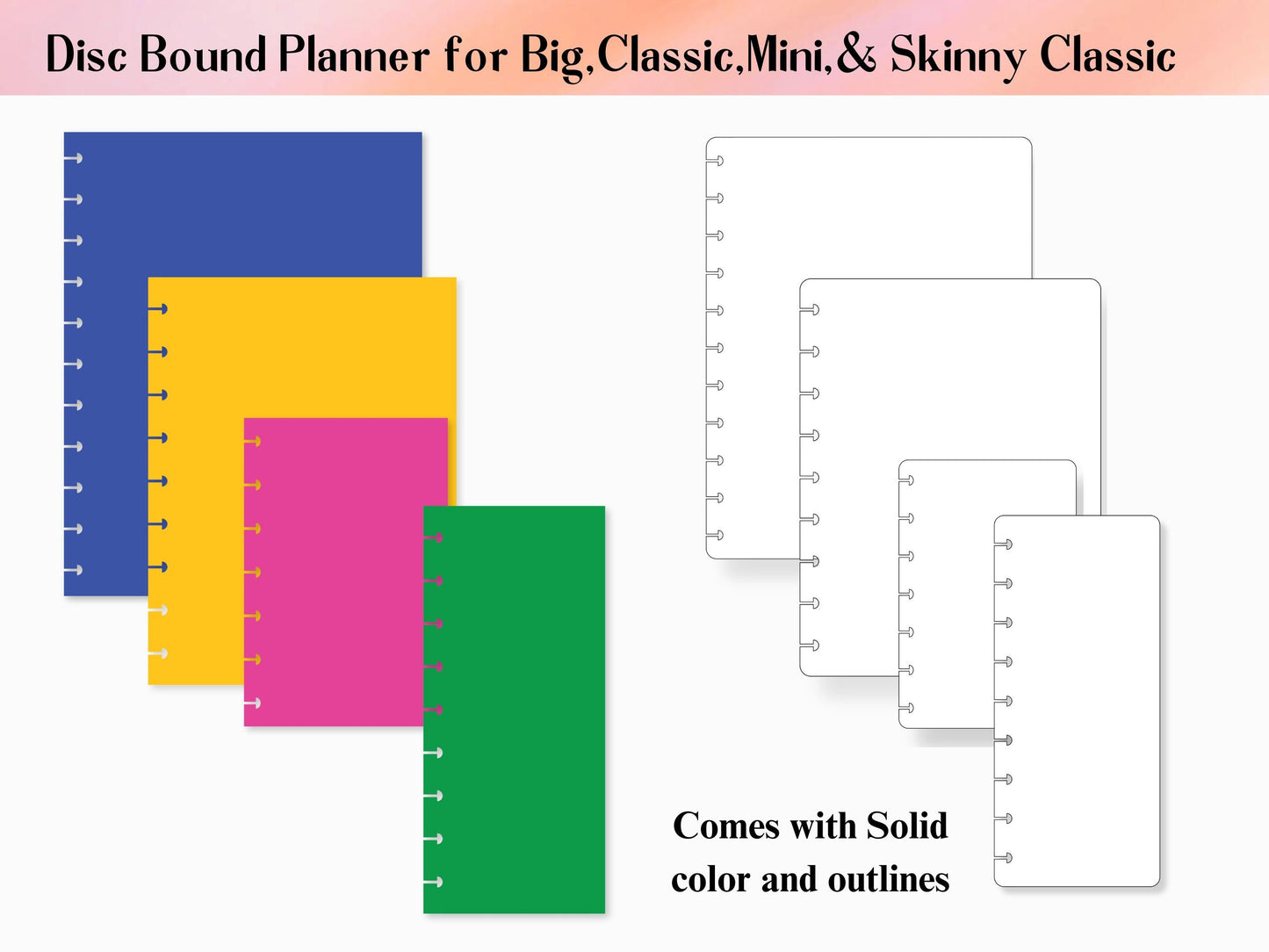 4 Sizes Happy Planner Disc Bound Insert Page Template,Classic Happy Planner Disc Bound Insert Page,Disc Bound Divider, Cricut Tab Divider