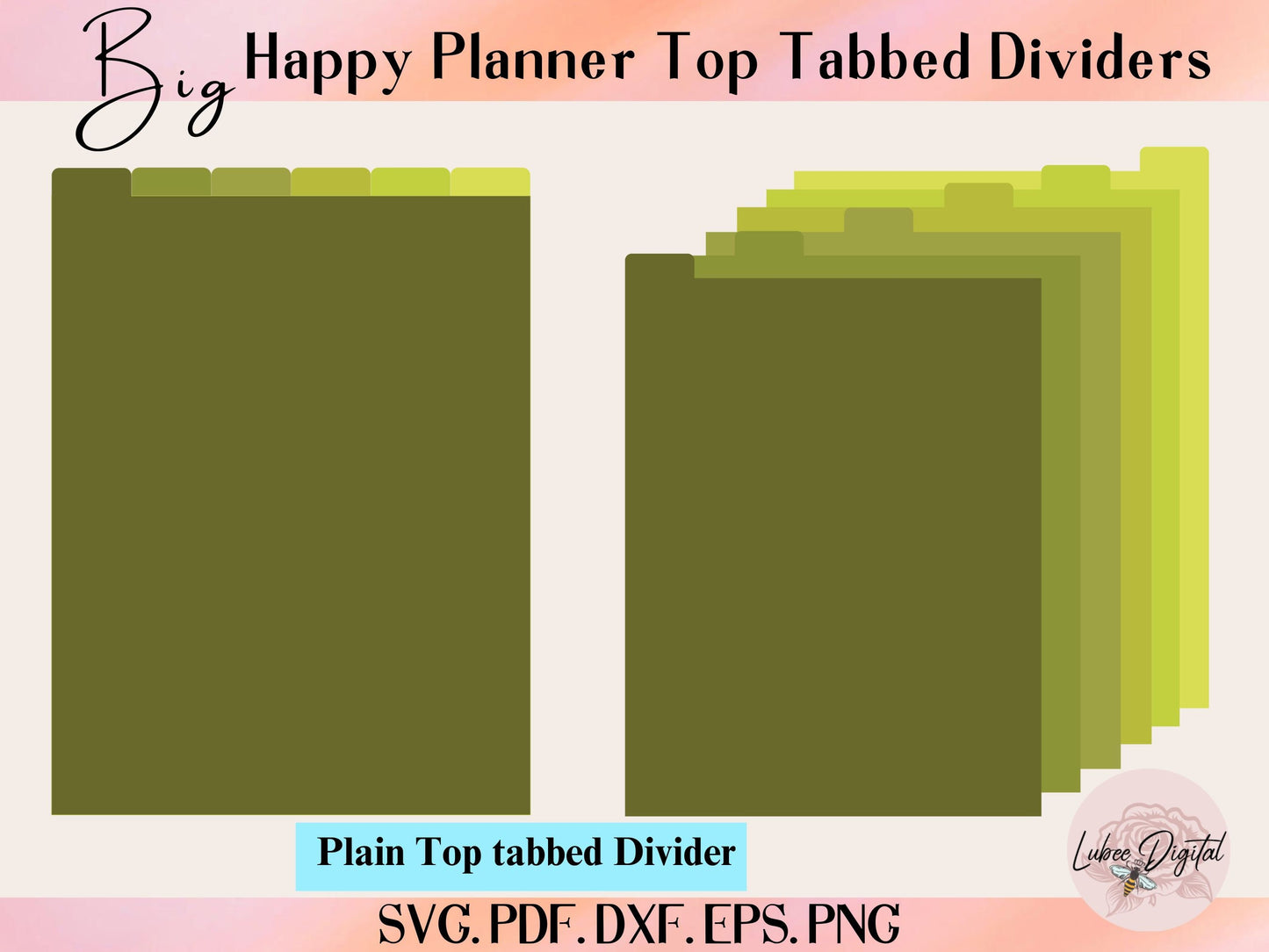 Big Happy Planner Disc Bound Divider Template,8.5 x 11 Binder Dividers,Notebook Disc Bound Divider, 6 Top Tabbed Divider