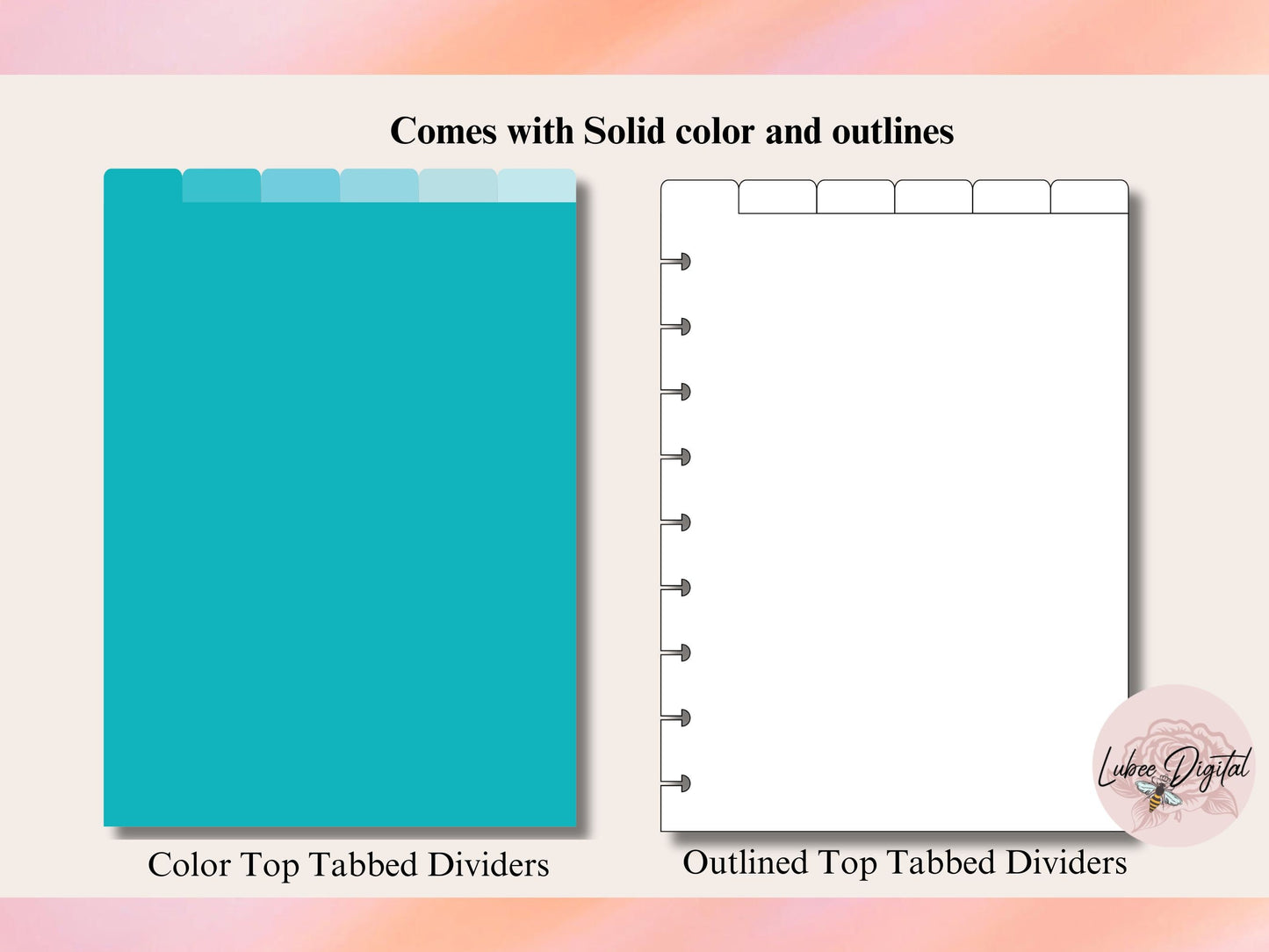 Classic Happy Planner Disc Bound Divider Template,Binder Dividers Cut File,Notebook Disc Bound Divider,Top Tabbed Divider,Nested page Marker