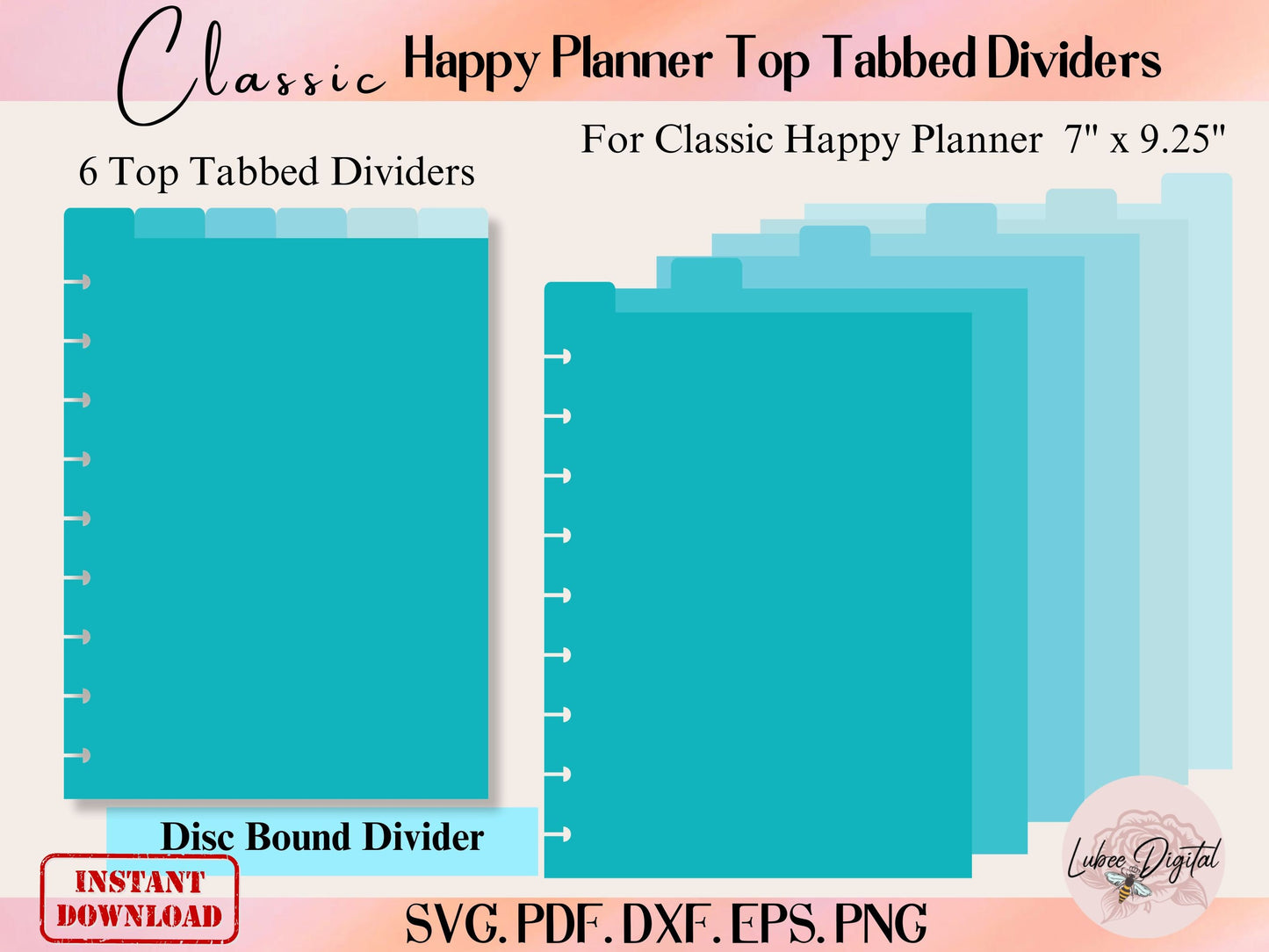 Classic Happy Planner Disc Bound Divider Template,Binder Dividers Cut File,Notebook Disc Bound Divider,Top Tabbed Divider,Nested page Marker