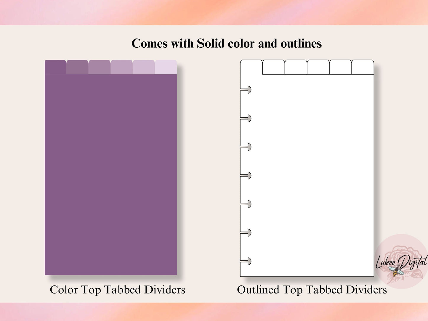 Mini Happy Planner Disc Bound Divider Template,Binder Dividers Cut File,Notebook Disc Bound Divider,Top Tabbed Divider,Nested Page Markers