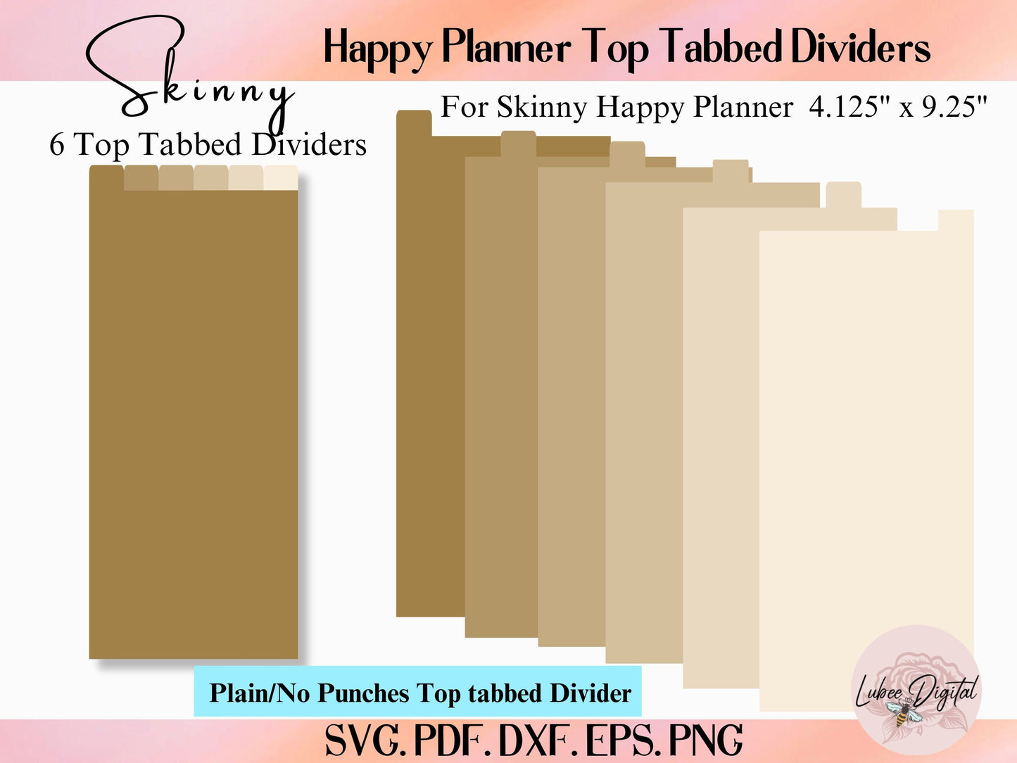 Skinny Happy Planner Disc Bound Divider Template,Binder Dividers Cut File,Notebook Disc Bound Divider,Top Tabbed Divider,Nested page Markers