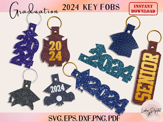 2024 Graduation Keychain Template SVG, Fob Template Design Cut,Faux Leather Keychain SVG,DIY Cricut Leather Key Fob