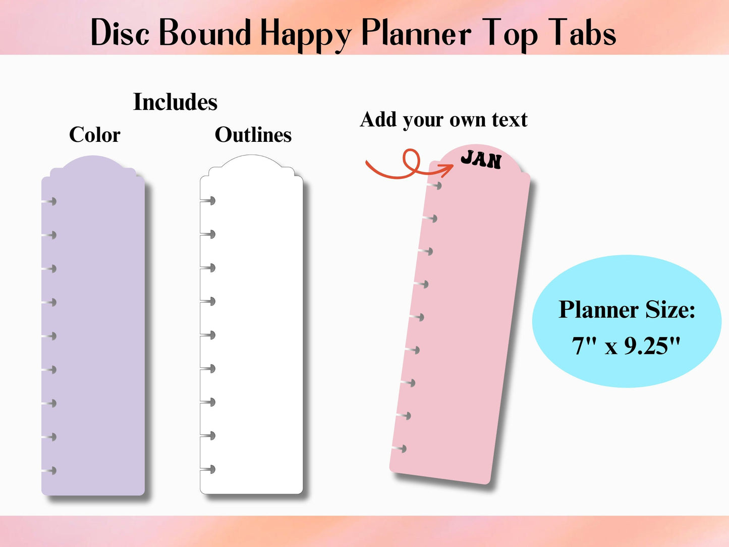 5 Styles Classic Happy Planner bookmark SVG template, Happy Planner Disc Bound Insert Page,Disc Bound Divider, Cricut Tab Divider