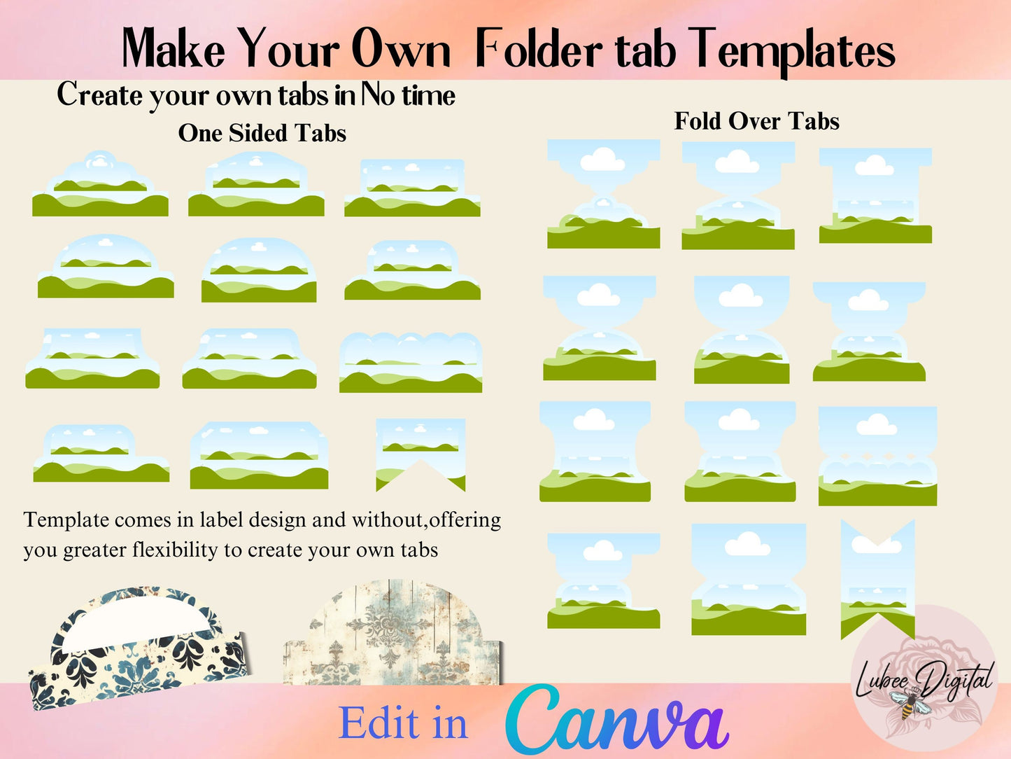 CANVA Planner Divider Tabs,Editable Folder Tabs,Make Your Own CANVA Drag and Drop Journal Tabs,Drag N Drop Fold Over Tabs, Canva Frame