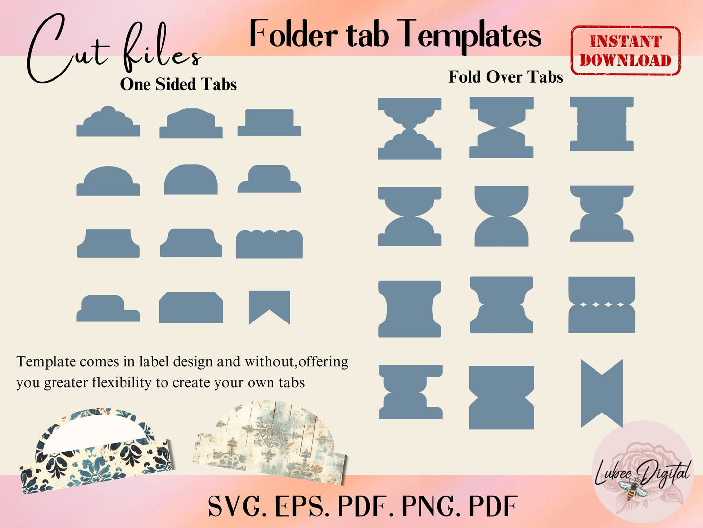 Double Folder Planner Divider Tabs,Editable Folder Tabs,Journal Tabs Template,File Page tabs Cut files,Binder dividers, Fold Over Tabs