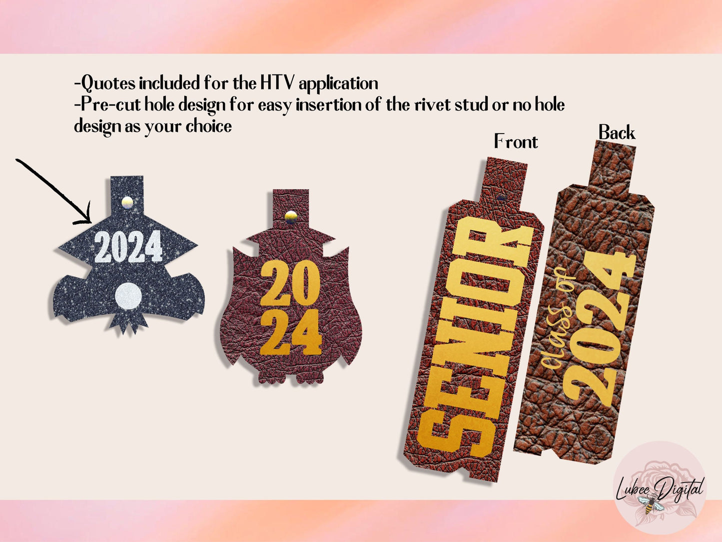 2024 Graduation Keychain Template SVG, Fob Template Design Cut,Faux Leather Keychain SVG,DIY Cricut Leather Key Fob