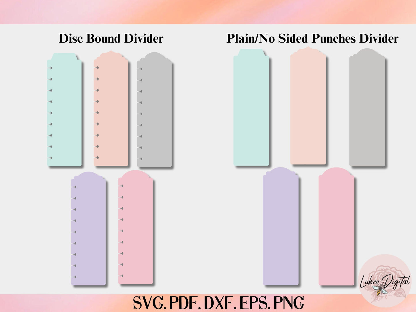 5 Styles Classic Happy Planner bookmark SVG template, Happy Planner Disc Bound Insert Page,Disc Bound Divider, Cricut Tab Divider