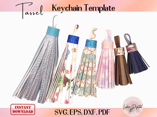 Tassel Keychain Template,Keychain Leather Template Tassel SVG, Fringe Leather Keyring,Tassel Charm,Tassel Zipper Pull Cut File