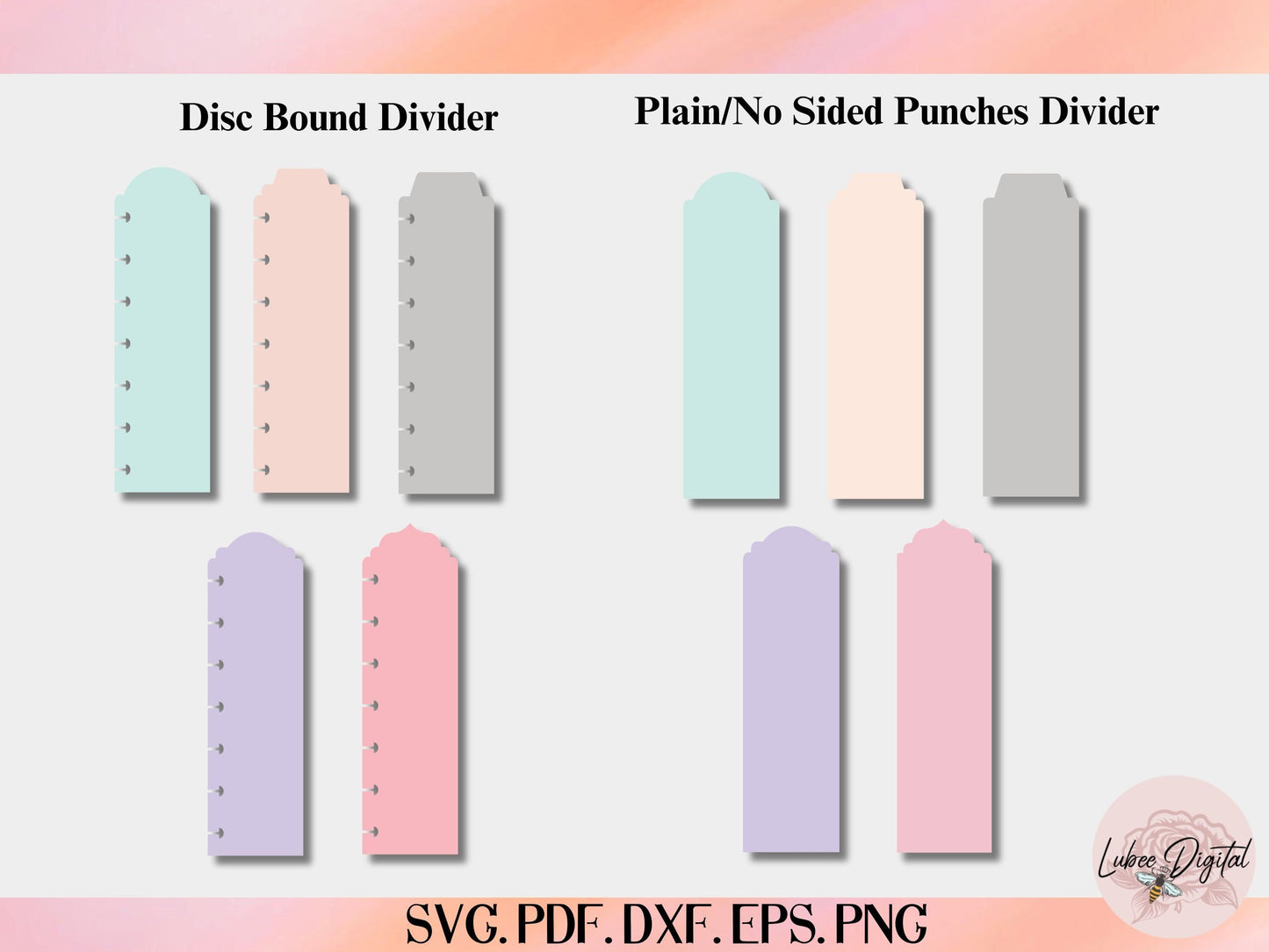 5 Styles Mini Happy Planner bookmark SVG template, Happy Planner Disc Bound Insert Page,Disc Bound Divider, Cricut Tab Divider