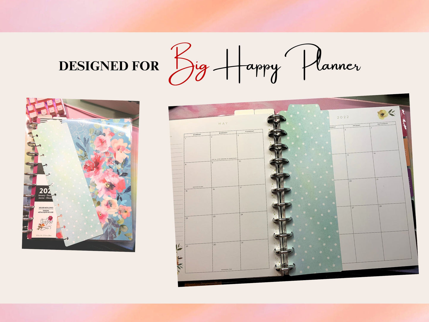 5 Styles Big Happy Planner bookmark SVG template, Happy Planner Disc Bound Insert Page,Disc Bound Divider, Cricut Tab Divider