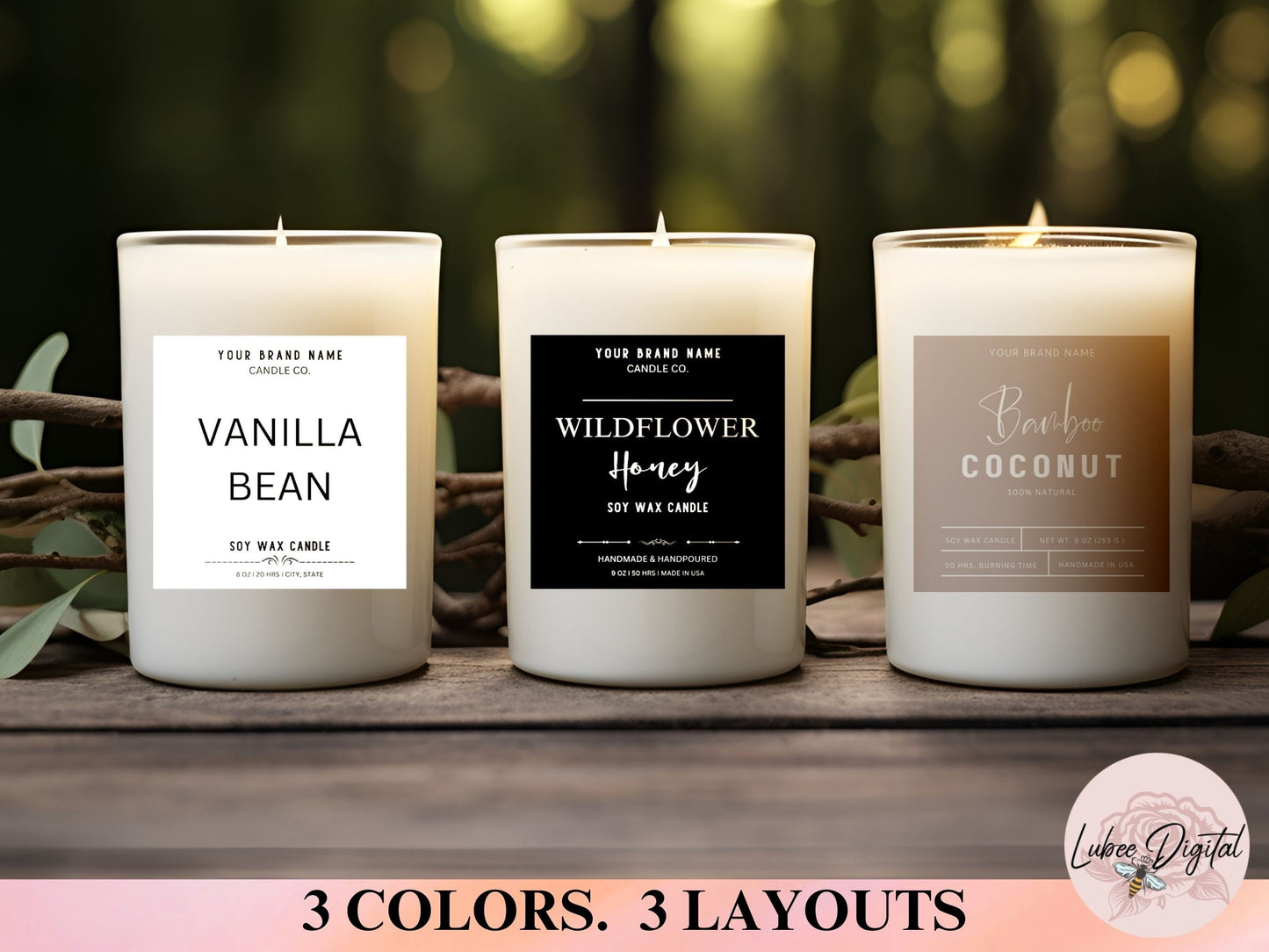 Editable Candle Label Canva Template,Modern Candle labels,Customizable Candle Jar Label Template,Canva Soy Wax Candle Minimalist Sticker